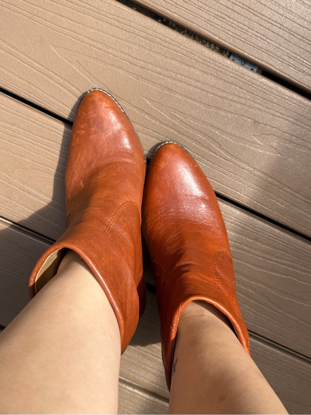 Lucky Brand Rust Leather Ankle Booties - Picture 2 of 5